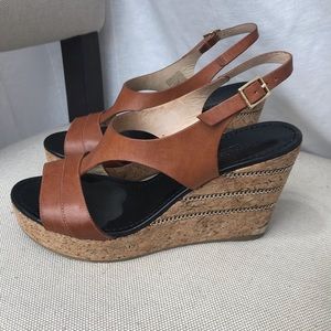 Jimmy Choo Camel Wedge Sandals